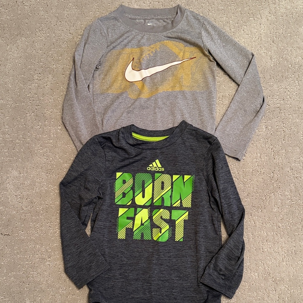3T Adidas and Nike Kids Long Sleeve Shirts - Gray and Black